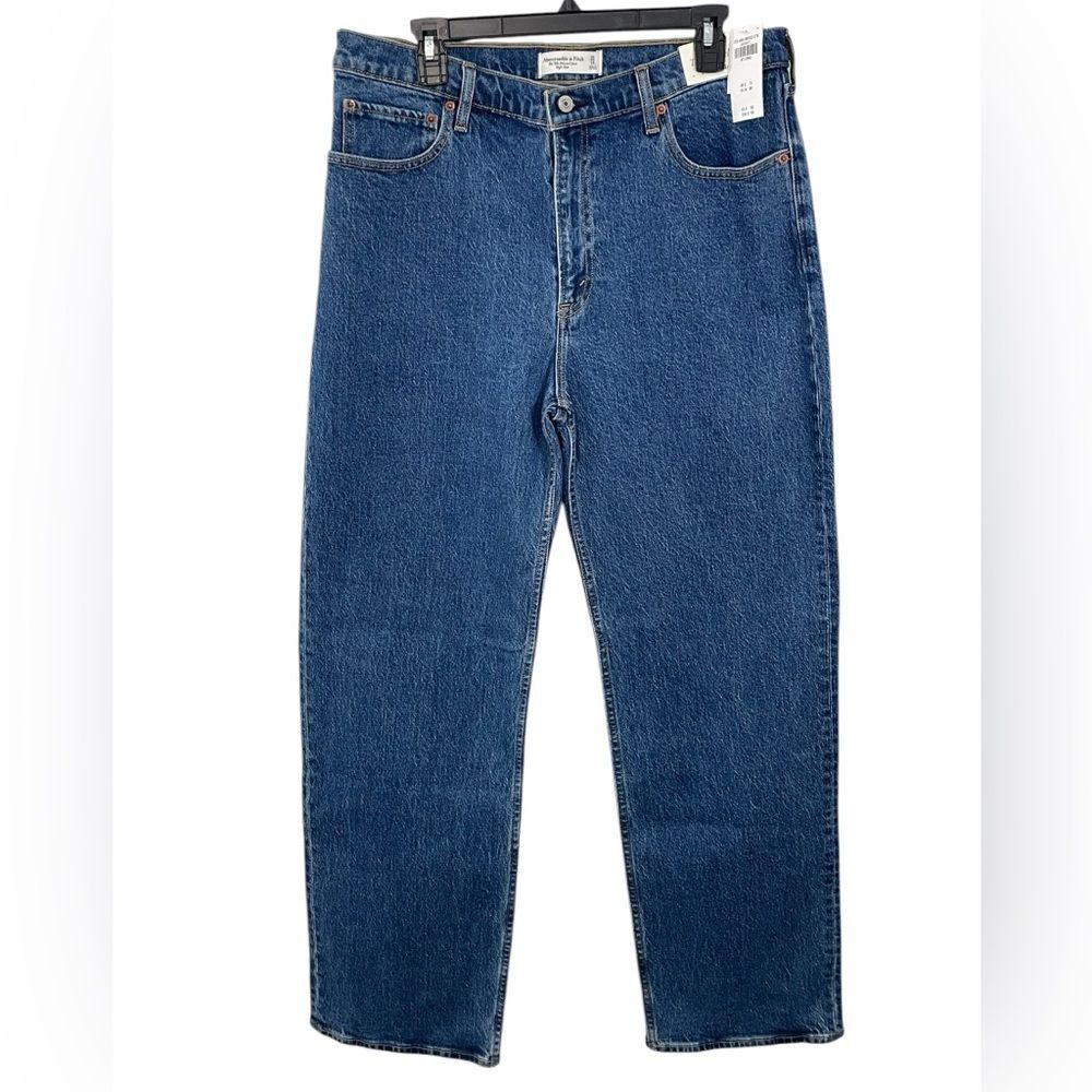 NWT Abercrombie & Fitch The '90s Relaxed‎ Jean High Rise Blue Jeans Size 32 14L